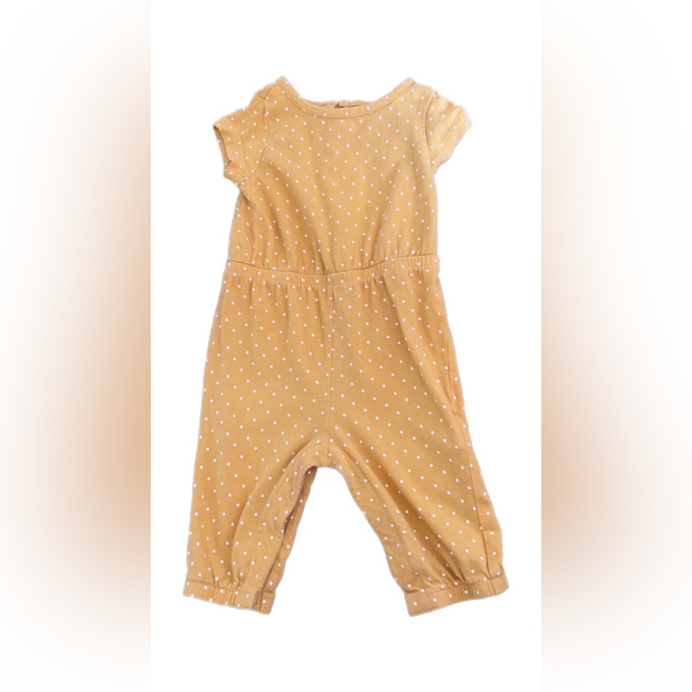 Girls Yellow And White Polka Dot Romper One Piece for Babies/Infants - 3/6 M